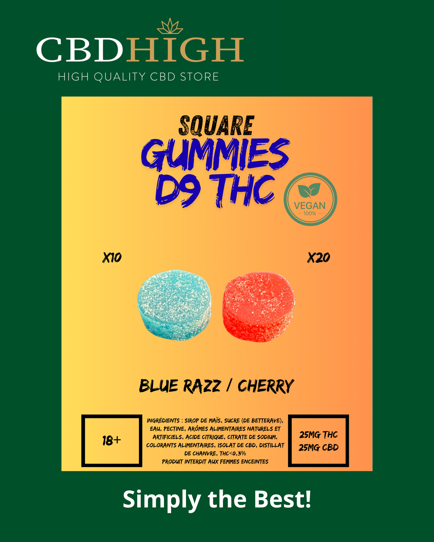 10 USA Gummies 25mg CBD & 25mg THC
